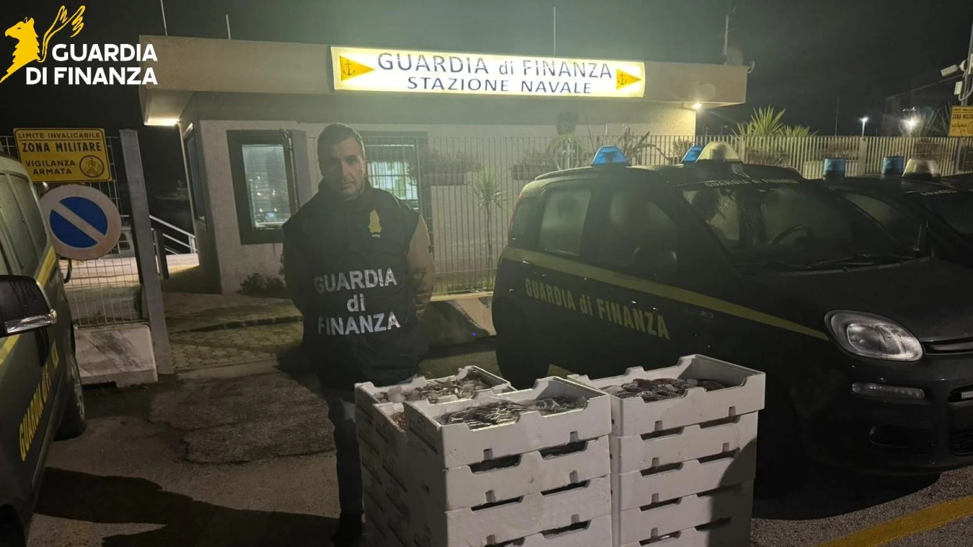 Guardia di Finanza Roan di Termoli: sequestrati 130 chilogrammi di prodotti ittici non tracciati.